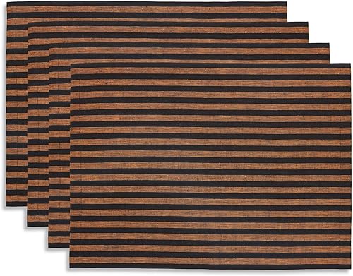 Miniatura 29 de Solino Home Amalfi - Manteles individuales a rayas, de 14 x 19 pulgadas, juego de 4 unidades, tela natural, lino europeo, 100 % lino puro, hechos a