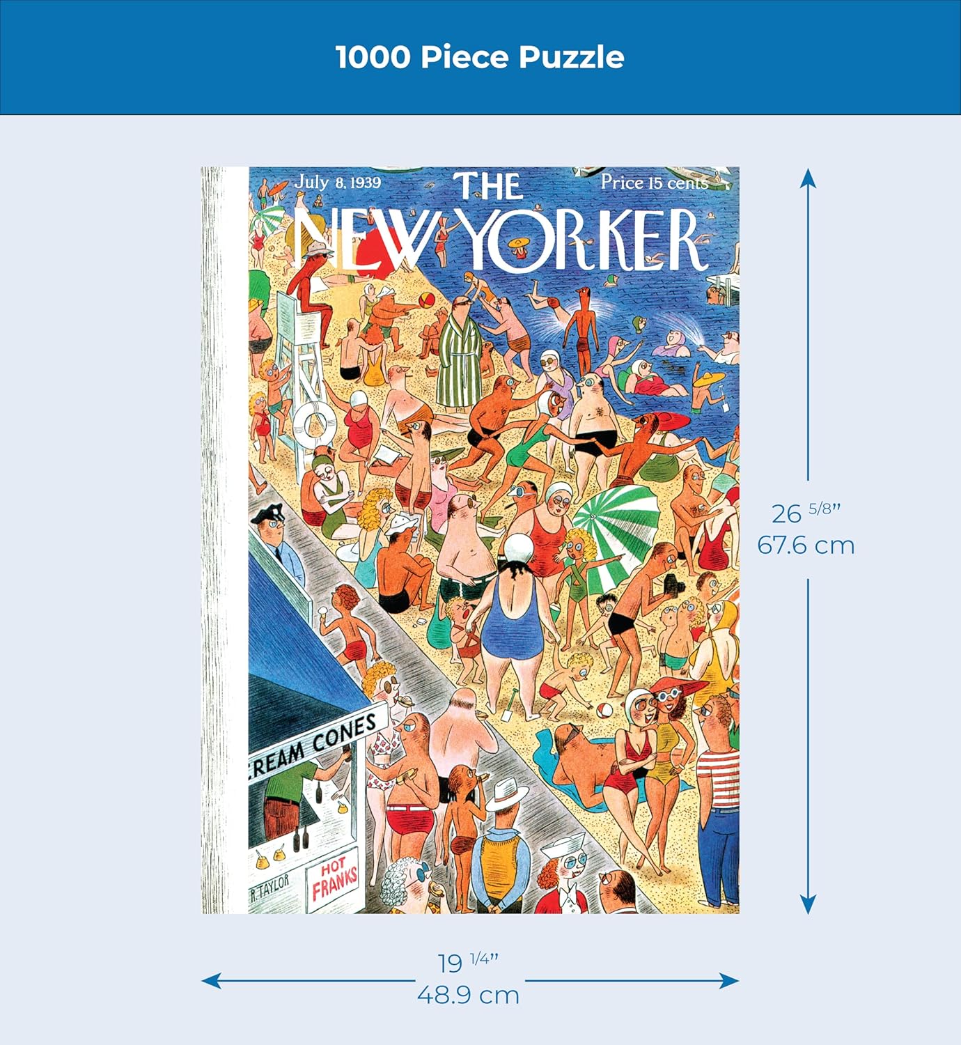 New York Puzzle Company - New Yorker Beachgoing - 1000 Piece Jigsaw Puzzle