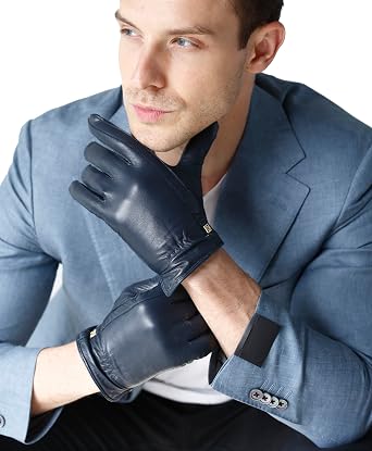 MenGloves Nappa Lambskin Gloves with Warm Lining Classic Lambskin Winter Warm Touchscreen Gloves