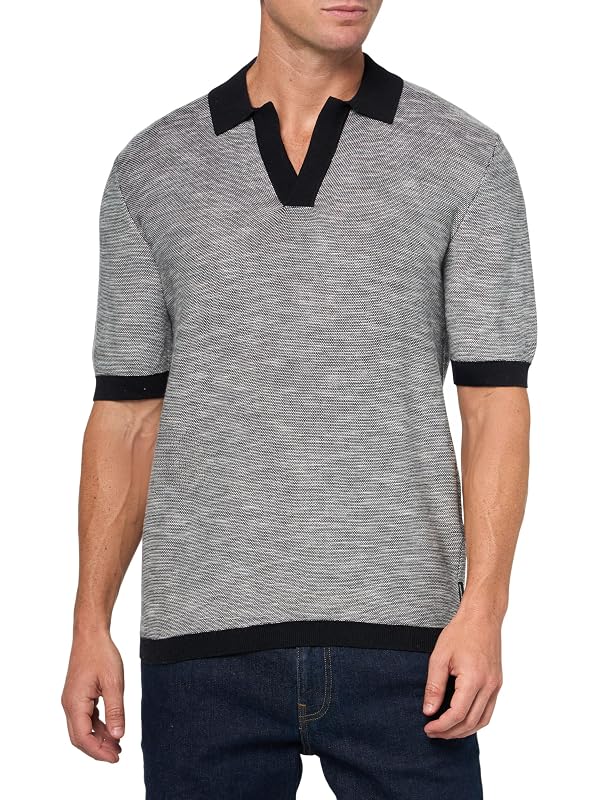 Armani Exchange Men's Johnny Collar Short Sleeve Knitwear Polo, Deep Navy, X-Large by Armani Exchange - Used condition - US$44.16
