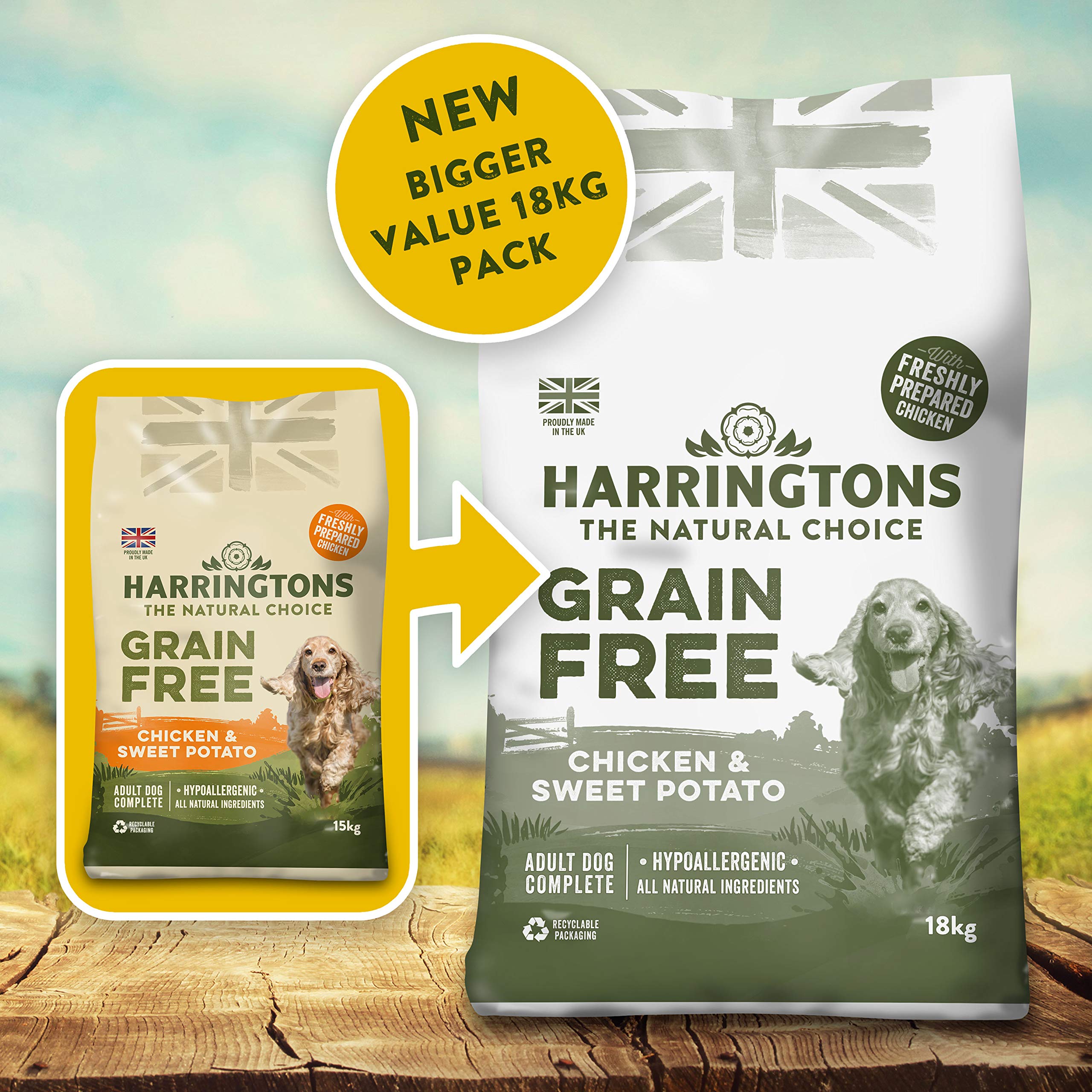 Harringtons Complete Grain Free Hypoallergenic Chicken & Sweet Potato Dry Dog Food 18kg - Made with All Natural Ingredients