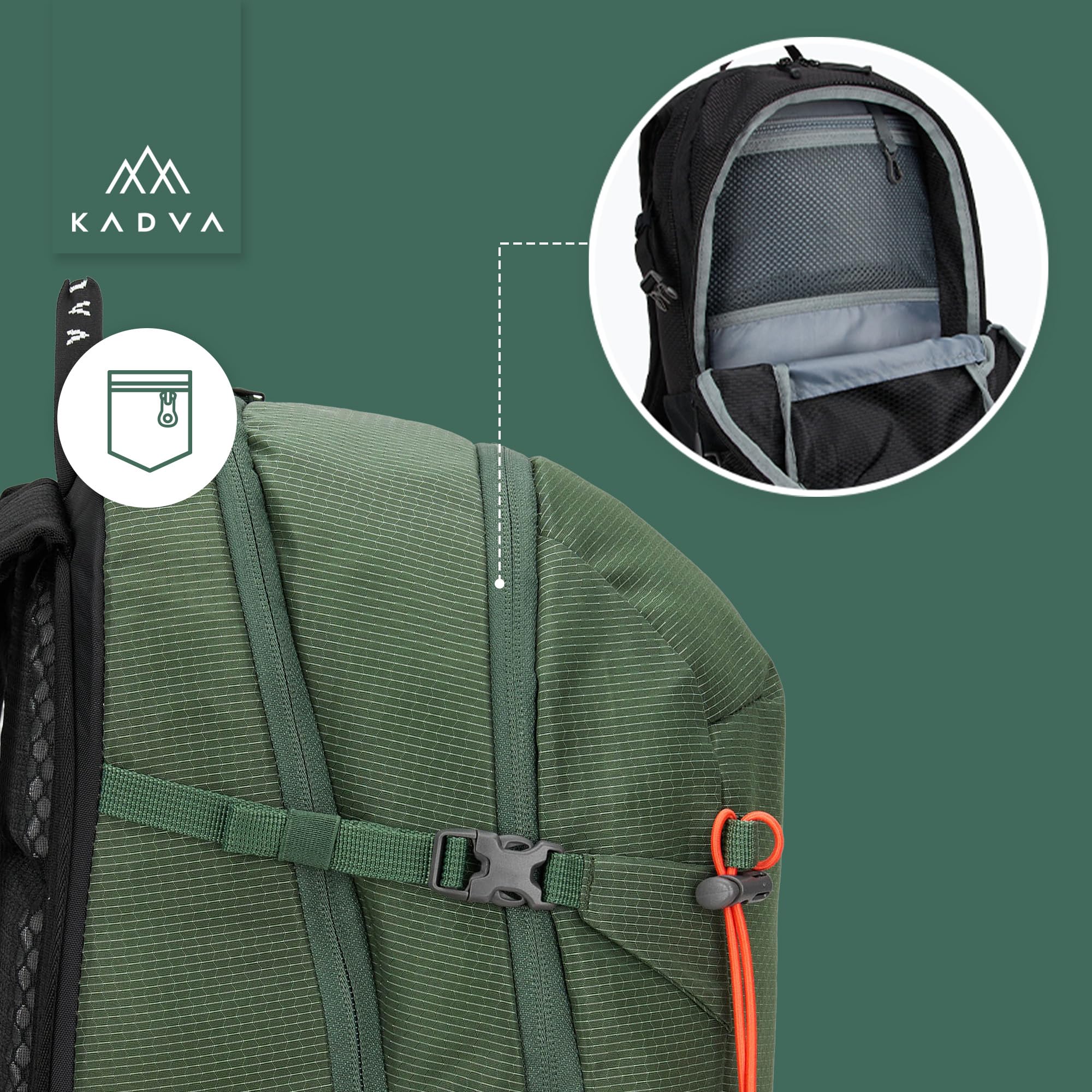 KADVA Escapada Mochila de senderismo para exteriores Unisex adulto