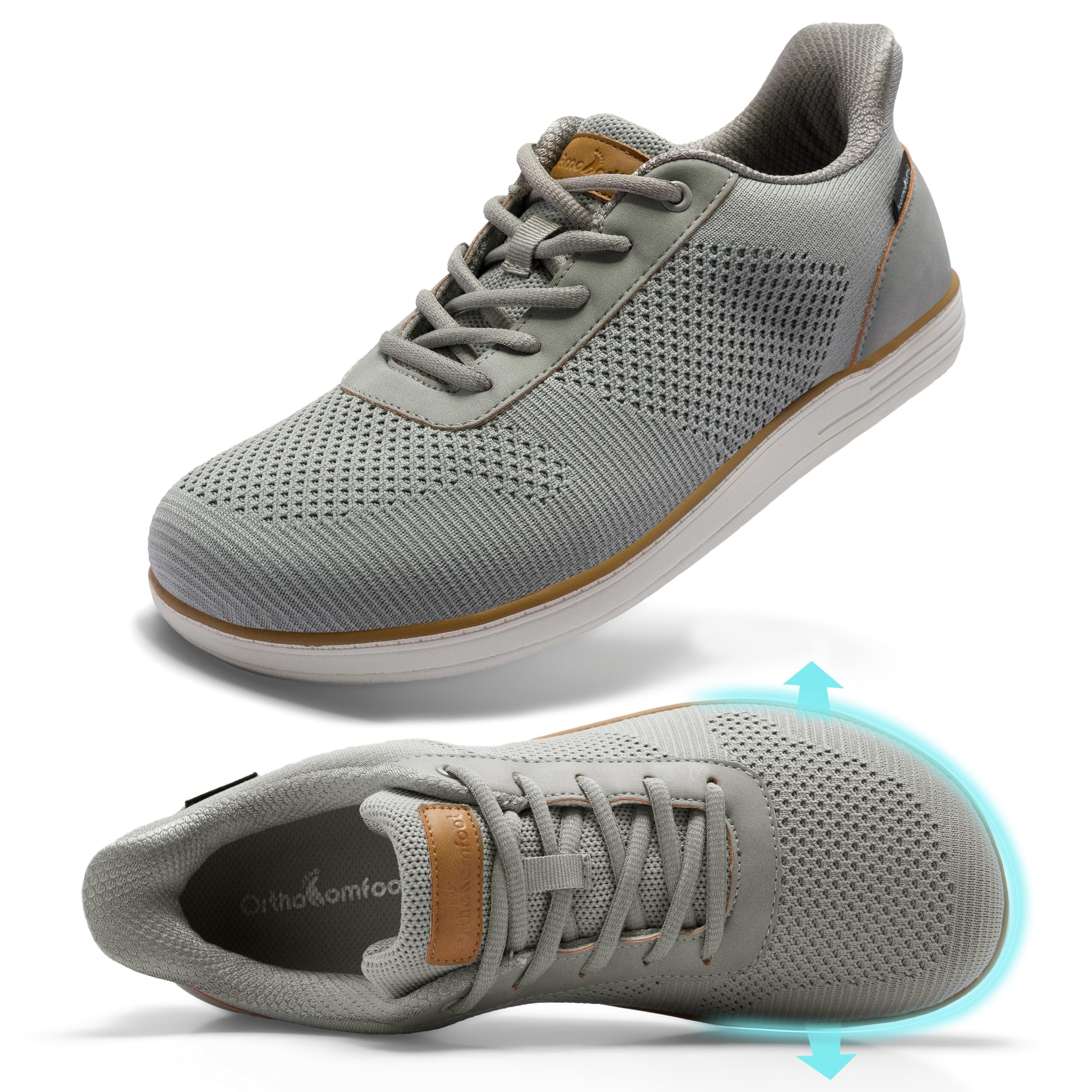 OrthoComfoot Men's Orthopedic Wide Comfortable Arch Support Walking Shoes | Plantar Fasciitis Relief Sneakers for Flat Feet, Swollen, Hammer Toes Diabetic Neuropathy Feet, Casual Shoes for Foot Pain