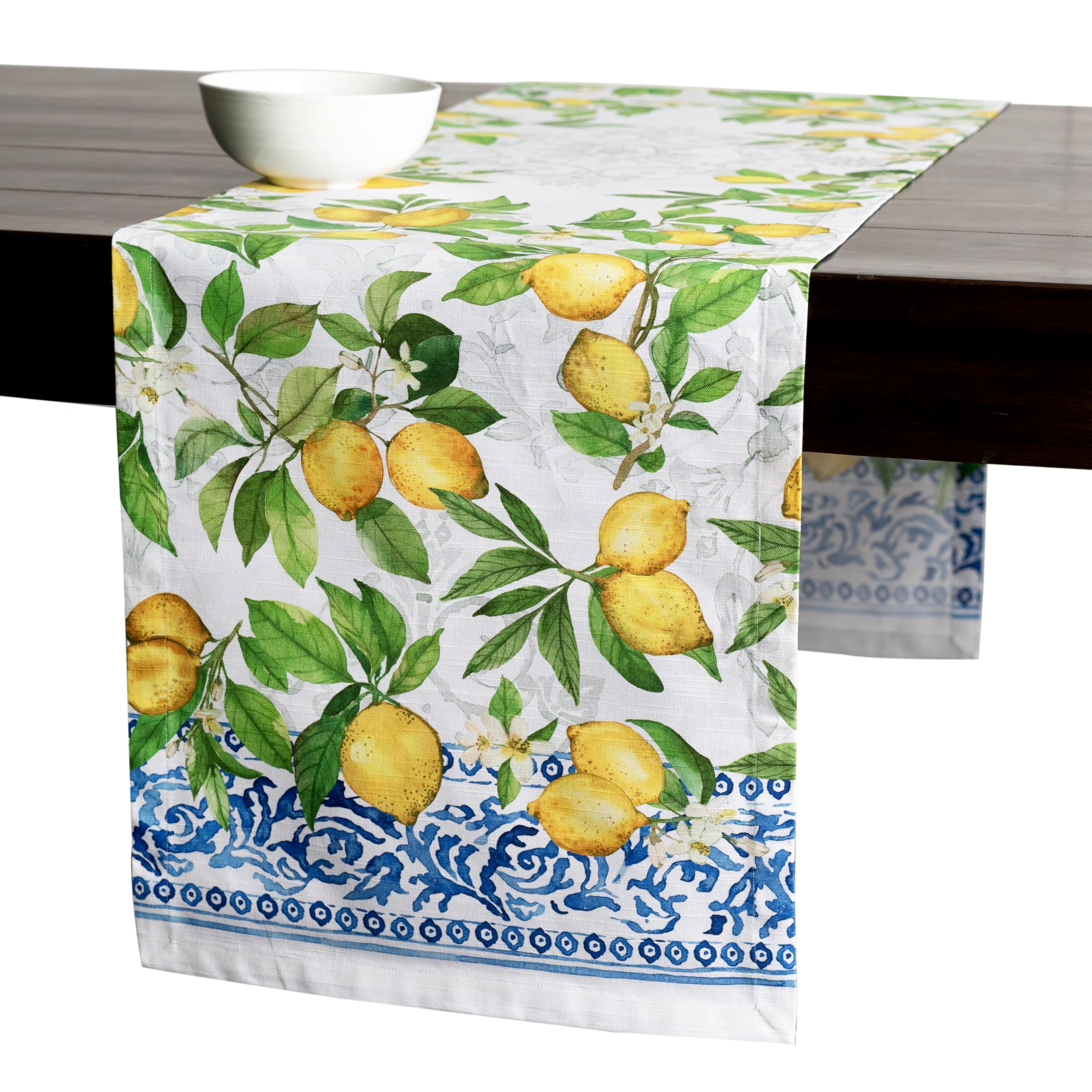 Maison D' Hermine 086 - Cedrat Table Runner 100% Cotton Table Runners 180 Cm Long Decorative For Home Kitchen Dining Party Baby Shower Wedding Bridal Shower Spring Summer (Cedrat, 37 Cm X 180 Cm)