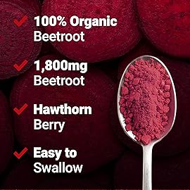 Force Factor Total Beets Blood Pressure Support Beet Root Capsules, 1800mg Organic Beet Root Powder Supplement with Hawthorn Berry to Support Circulation and Blood Flow, 270 Vegetable Capsules, 3-Pack