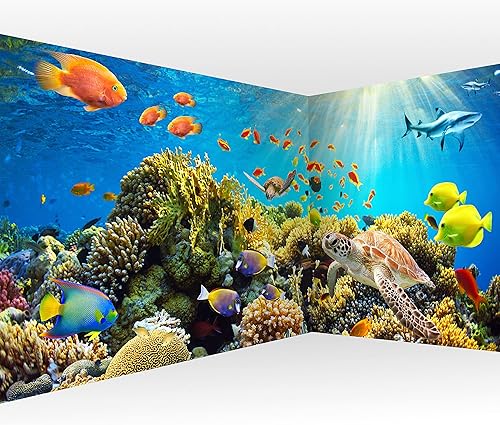 artgeist Mural de pared Underwater World de 216 x 98 pulgadas, papel tapiz de esquina no tejido de forro polar para decoración de pared, diseño de