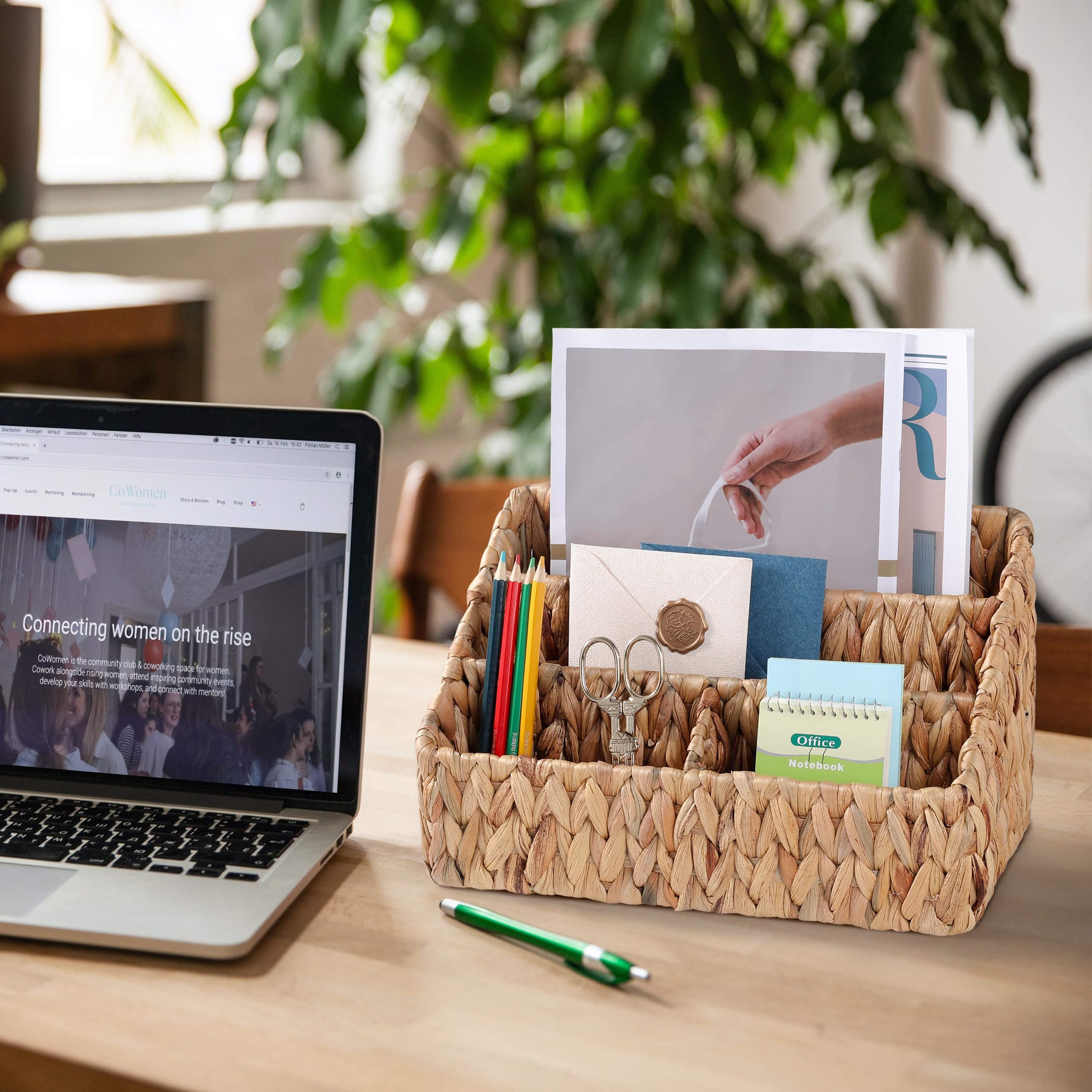 DINGTAI Natural Farmhouse Desk Organizers And Storage, Large Countertop Mail Holder, Tabletop Organizer - View #4