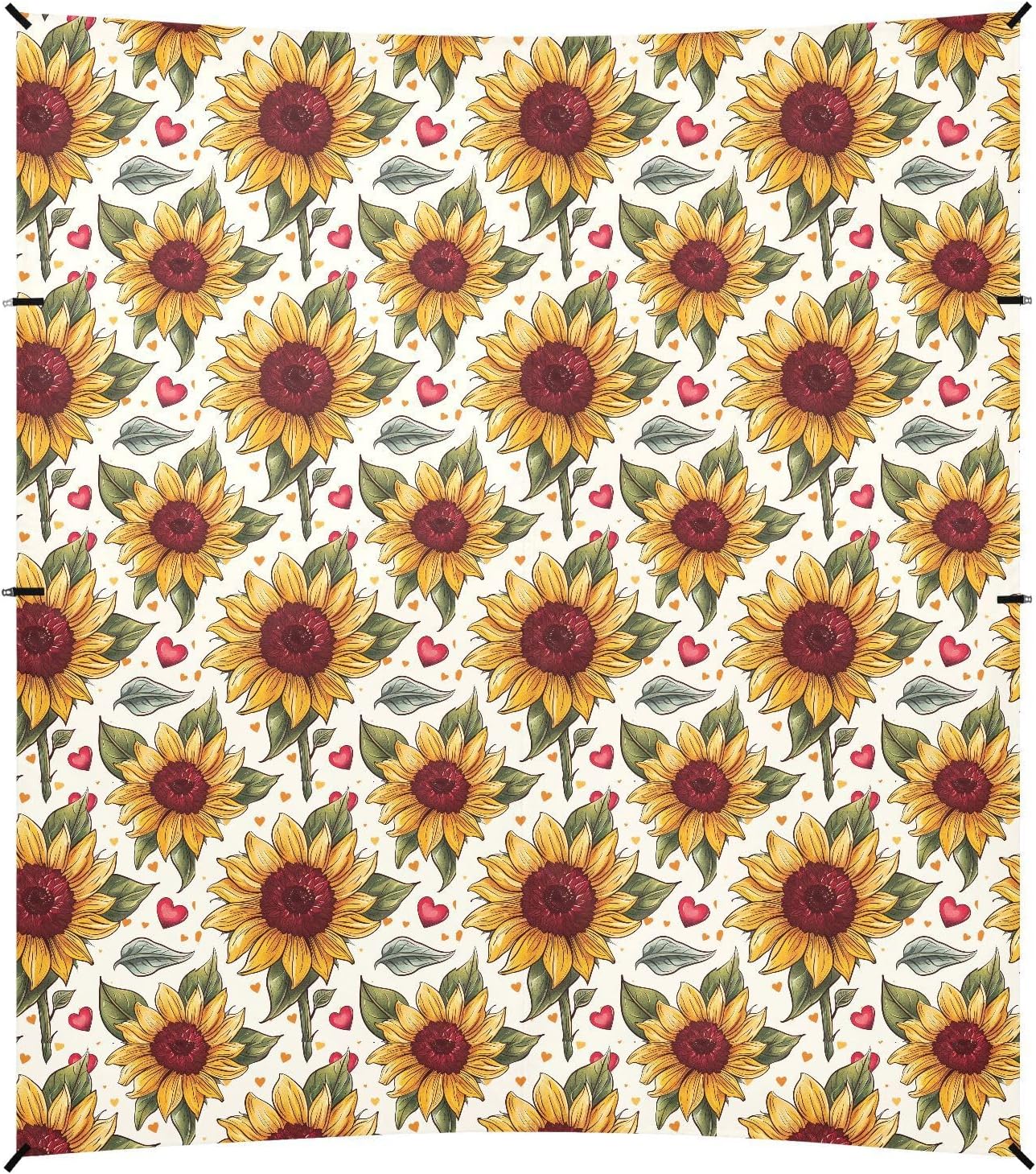 ALAZA Sunflower Heart Vintage Beach Tent Sun Shelter UPF50+ Protection Beach Shade Canopy w/ 4 Sandbags for Outdoor Camping, Fishing, Backyard Fun, Picnic, 10x9 ft