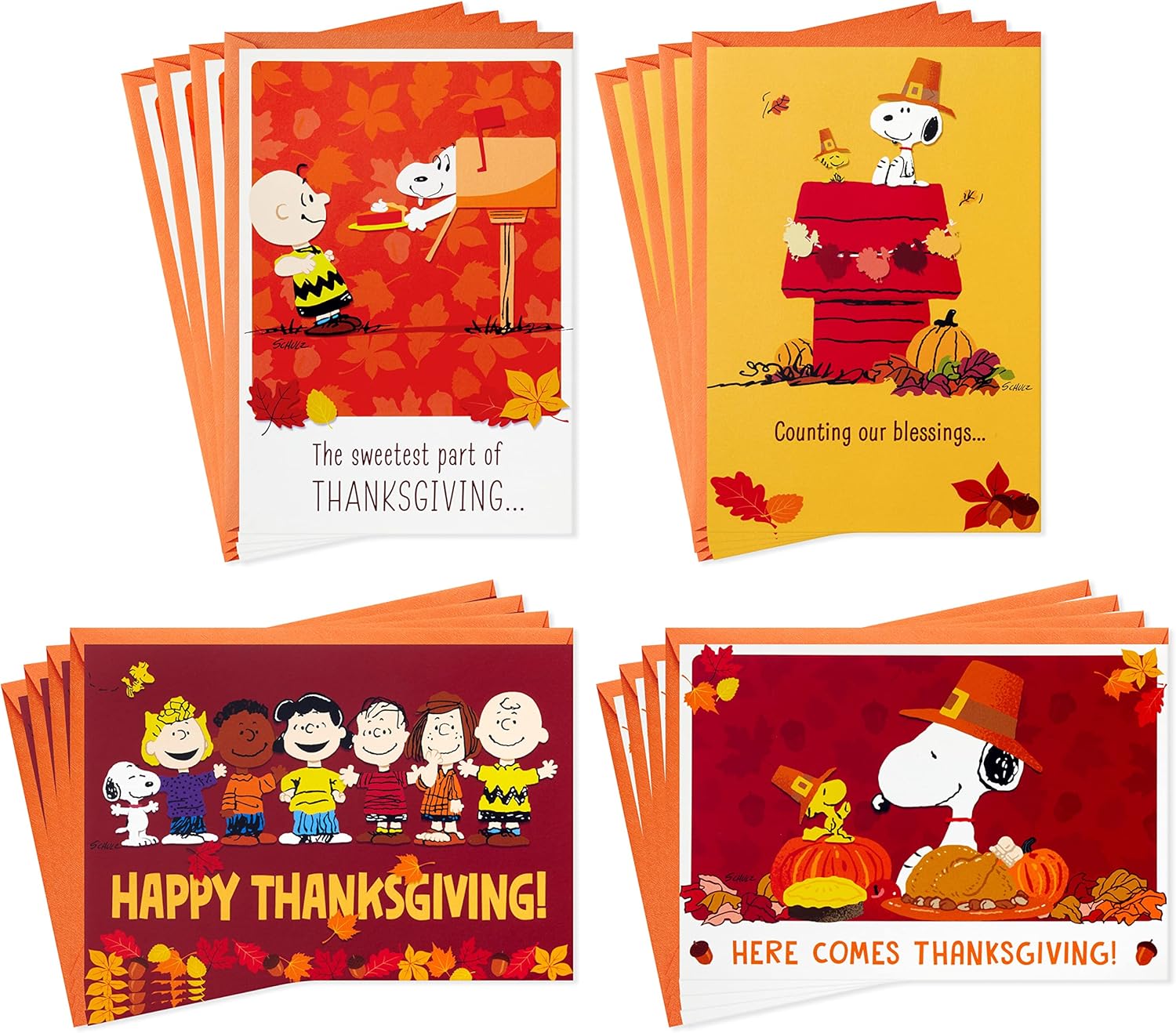 Hallmark Peanuts Thanksgiving Cards Assortment, Snoopy and Friends