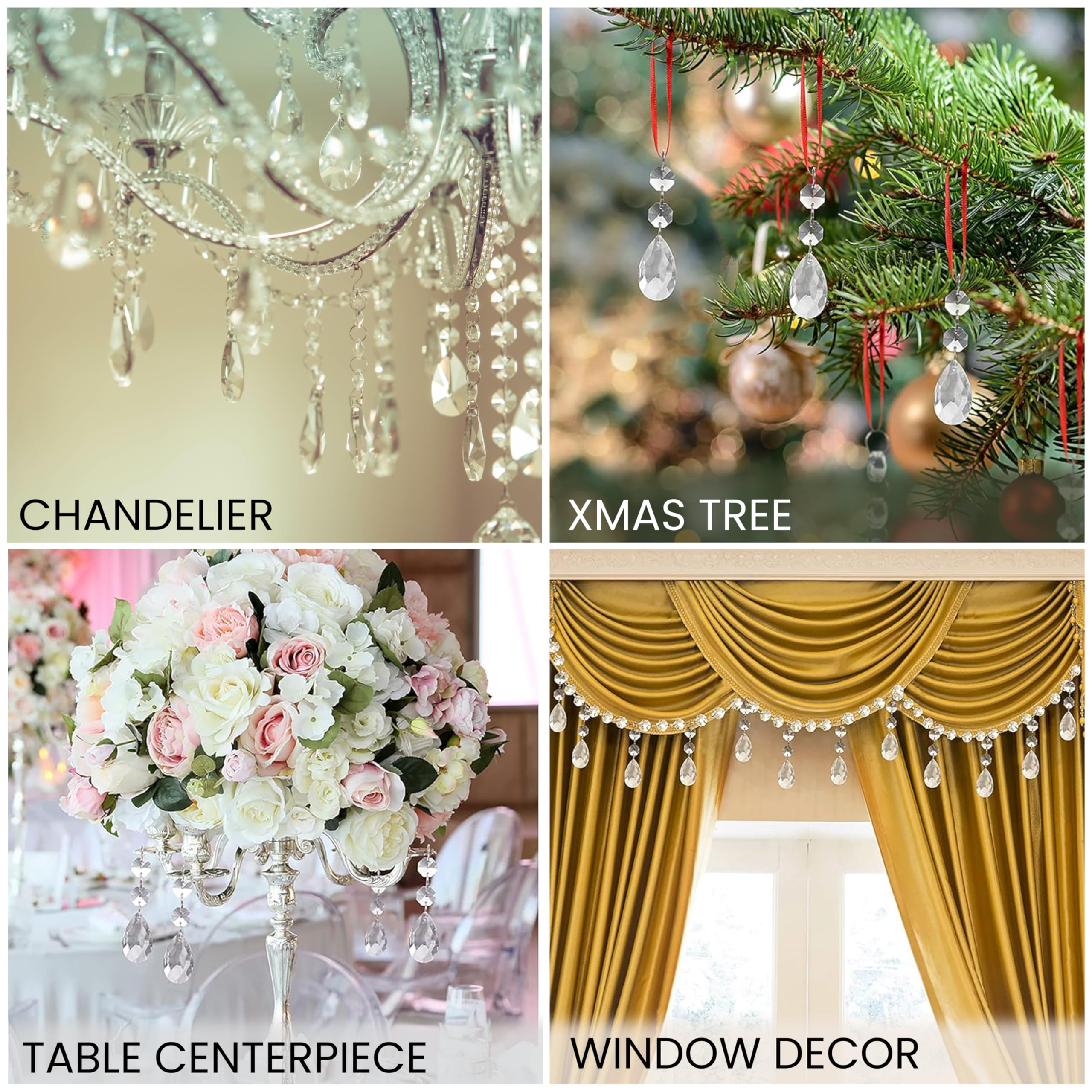 BELLE VOUS Pendenti per Lampadari Trasparenti (20pz) - Vero Cristallo per Lampadari 8,6 cm - Cristalli Gocce di Vetro per Lampadari Sun Catcher Fai da Te, Matrimoni e Natale - Cristallo da Appendere
