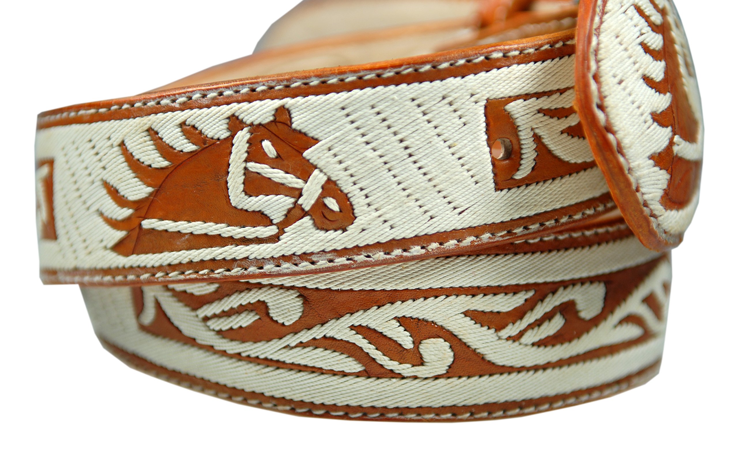 Leather Kilt Belt Adjustable size for Kilts Highland Brown Celtic Embossed (3XL)