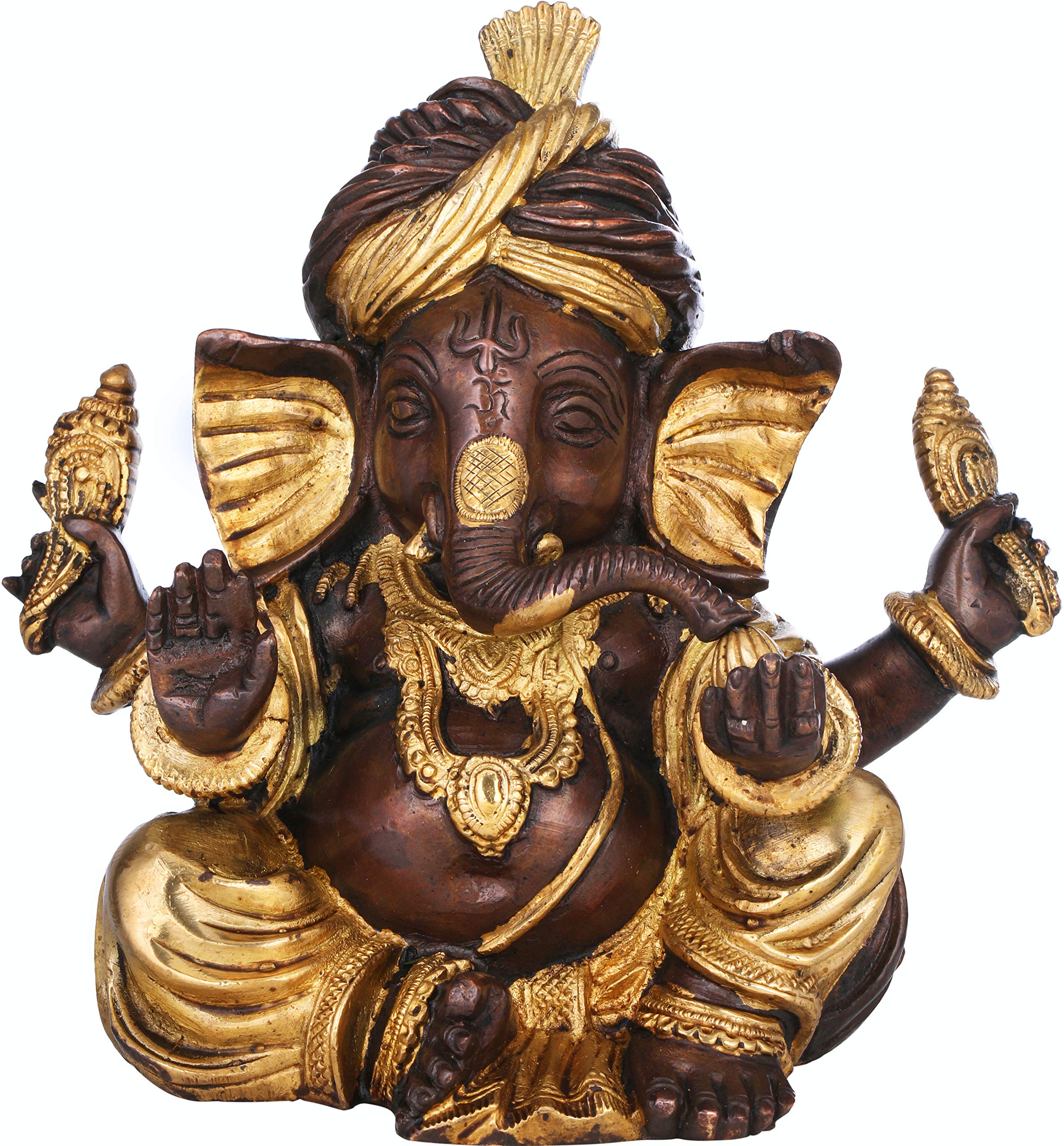 Ganesha en laiton marron et or pour créer un coin zen et feng shui de salon