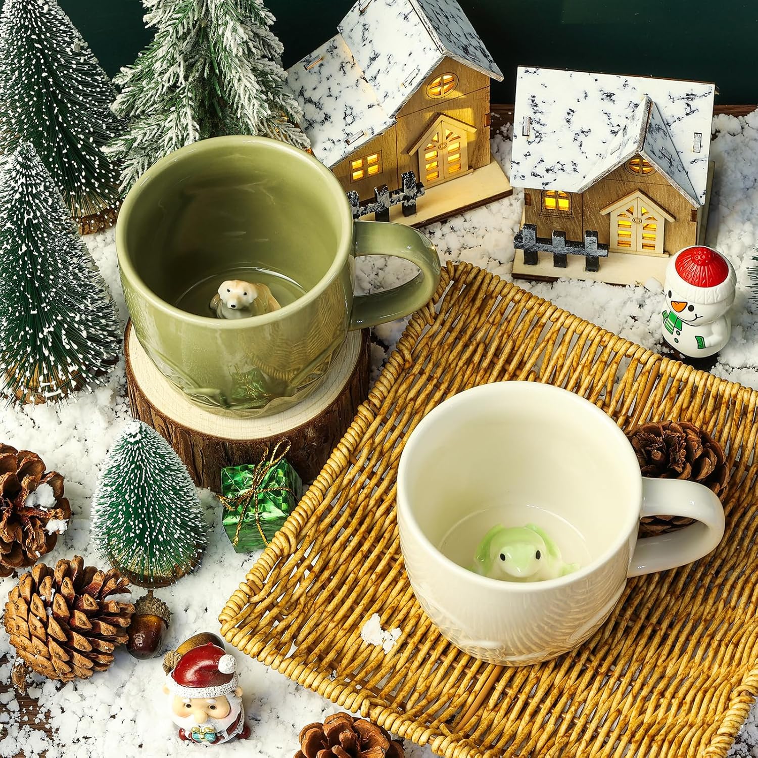 Labrador Dog Ceramic Mug Hidden 3D Animal Inside Cup,Handmade Animal Figurine Teacup,Christmas,Birthday,Mother's Day Gifts for Friends Family or Kids(Sage Green Labrador) - Image 3