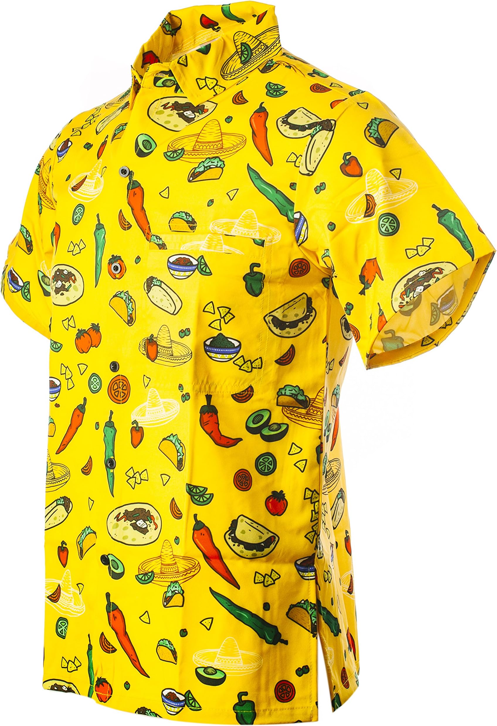 Funny Guy Mugs Mens Hawaiian Print Button Down Short Sleeve Shirt