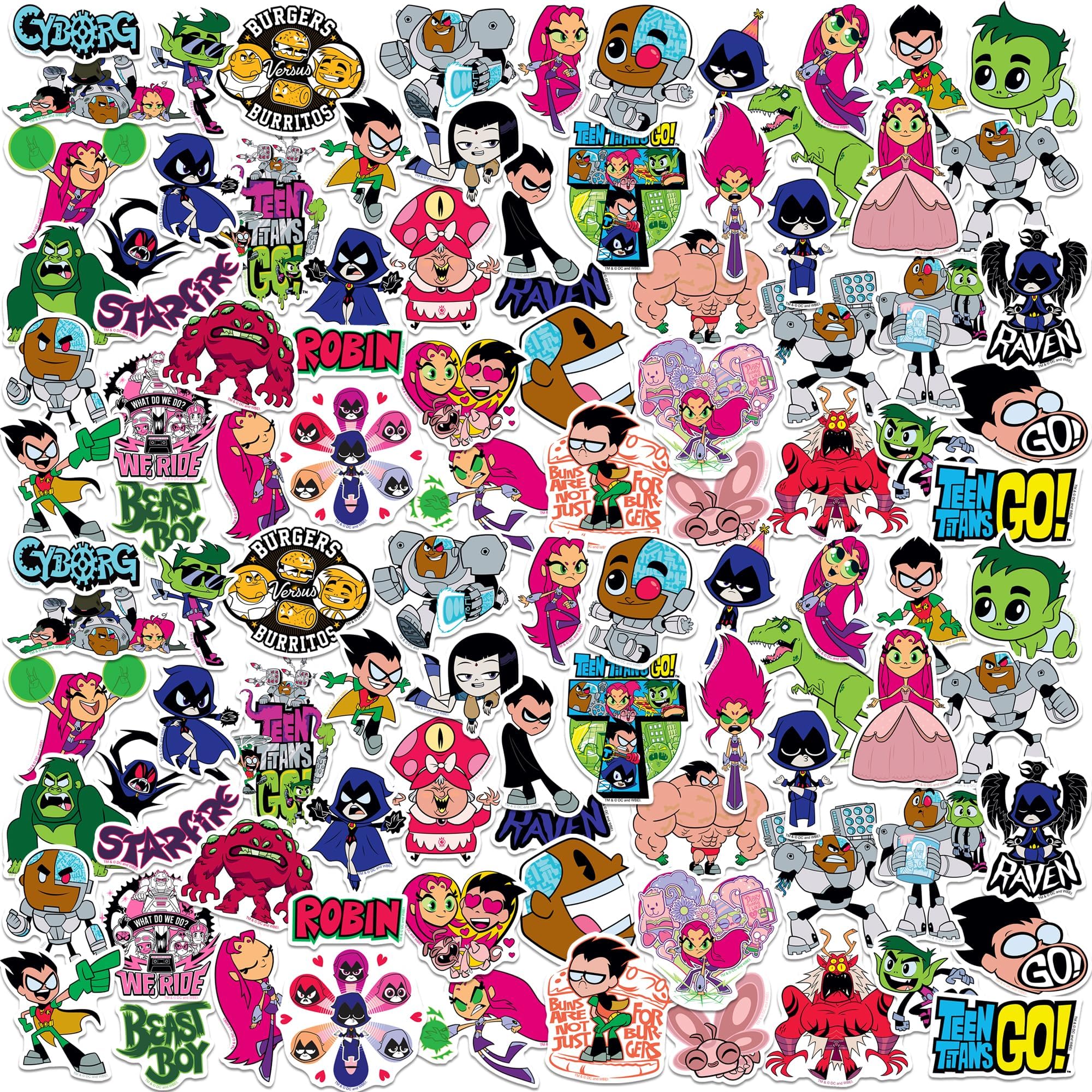 Teen Titans Go! 100 Vinyl Stickers Waterproof Die-Cut Decals Laptop Car