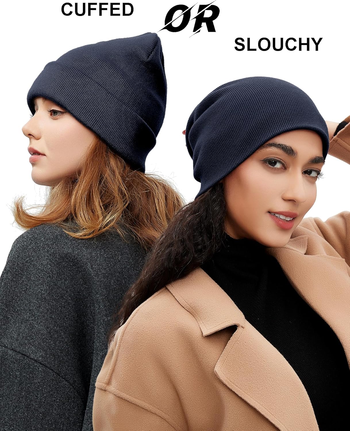 Satin Lined Wool Beanie Hat for Women Men Fall Winter Fashion, Warm Knit Cuffed Fisherman Skull Cap/Slouchy Beanie - Image 4