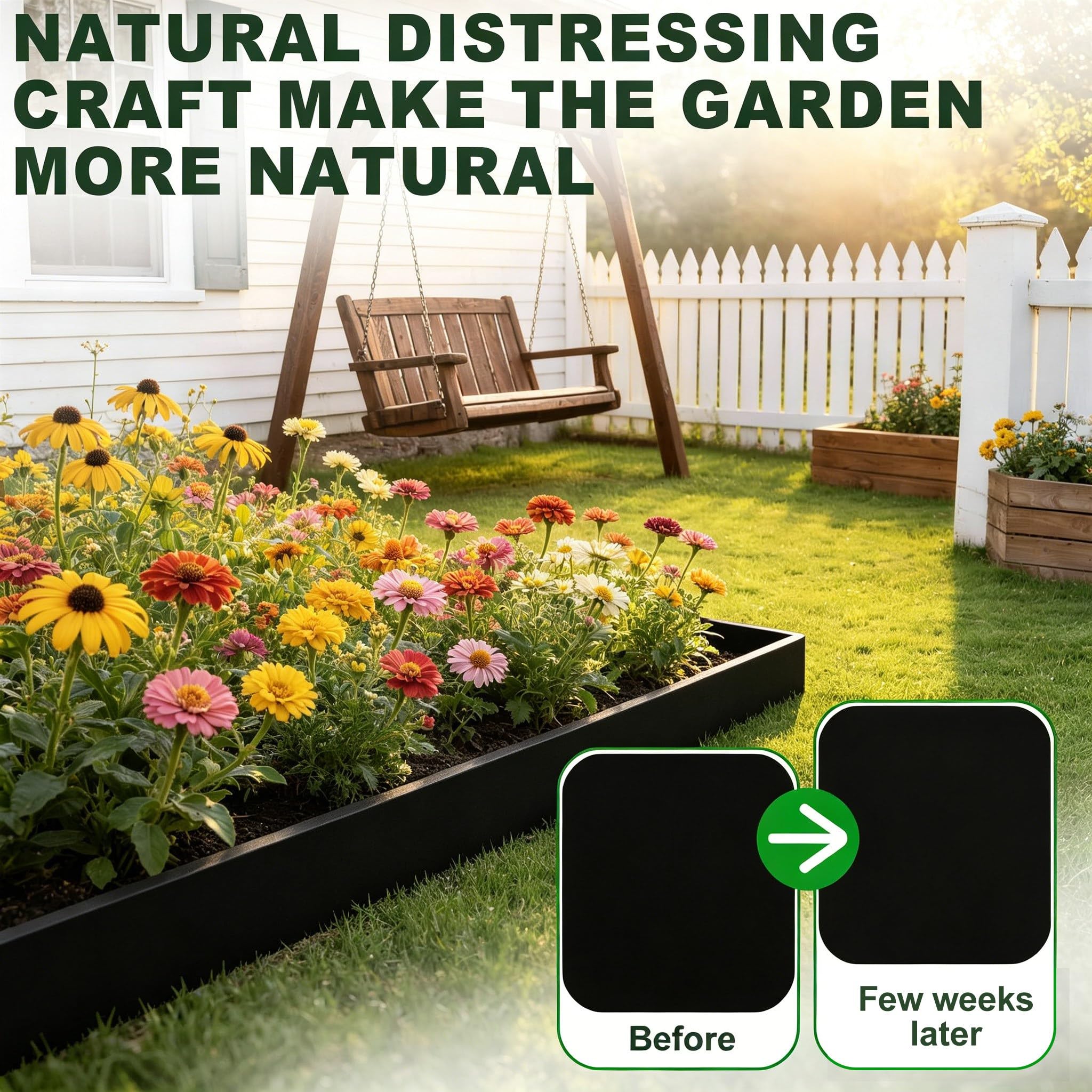 Schwarz Rasenkanten 15cm Hoch Verzinkt Stahl Beeteinfassung Garten Beetumrandung 40 Stück 100cm Mähkante Metall Wurzelsperre Palisaden Stecksystem Rasenkantenband für Wege, Rasenflächen (40m)