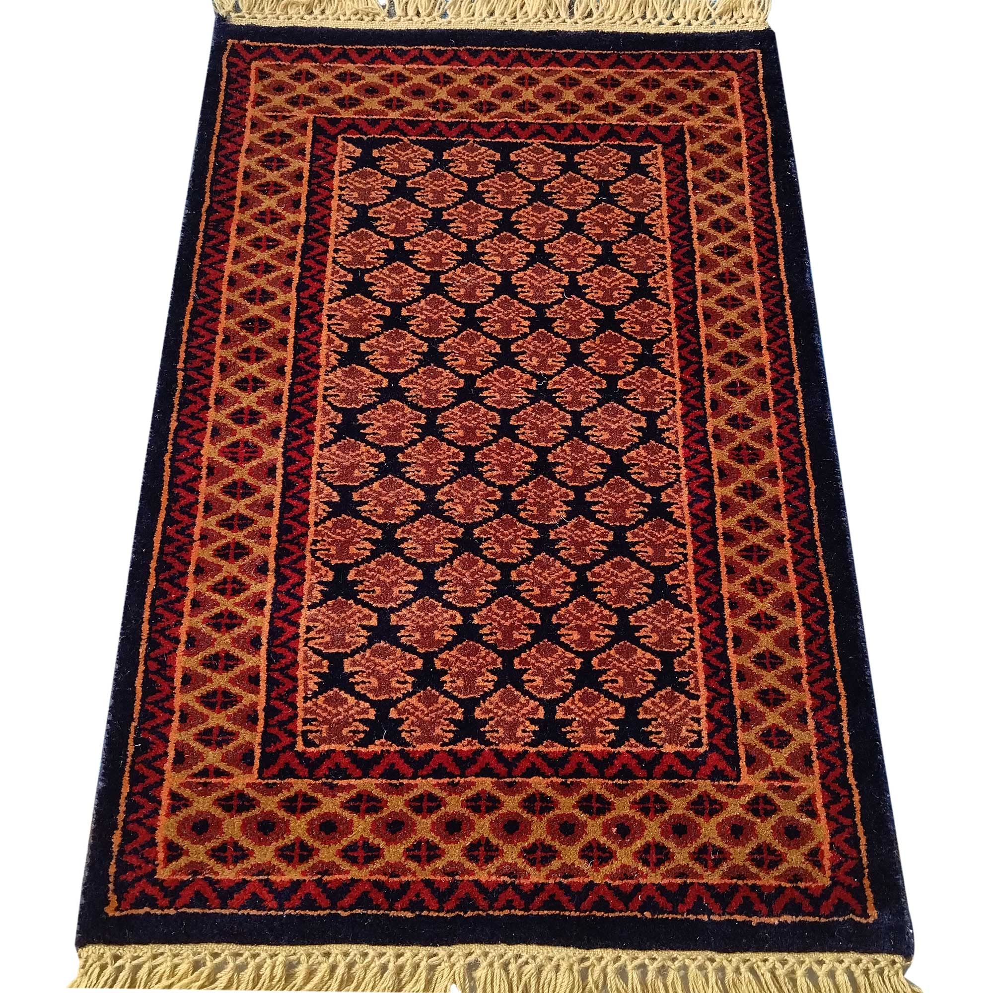 Petit tapis fait main en laine Noir et marron 60 x 90 cm