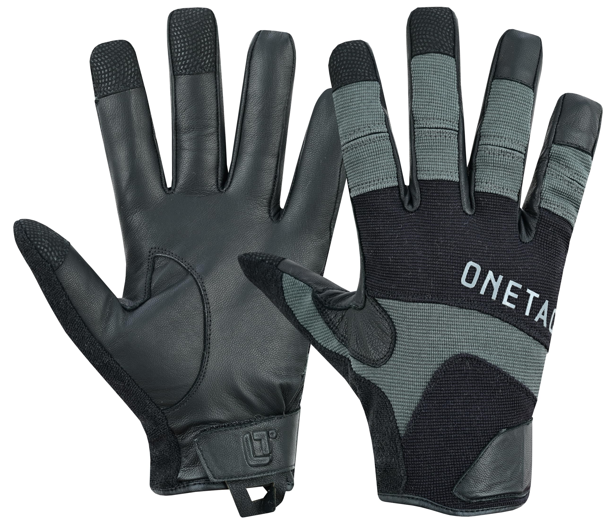 ONETAC Tactical Kevlar Liner Cut Resistant Duty Patrol Search Operator Gloves Touchscreen Compatible (Gray/Black, Medium)