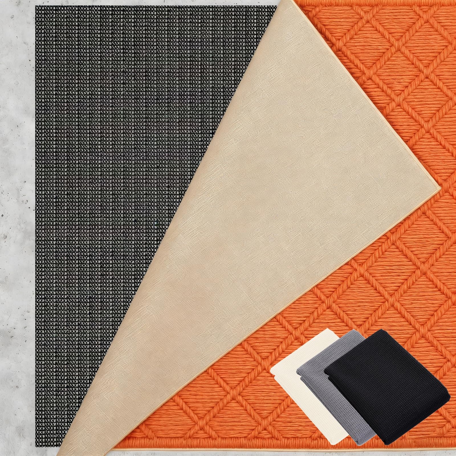 Antideslizante Alfombra 170 x 270 cm Multiusos de PVC, Lavable, Cortable, Reutilizable y sin Olores, Acolchado de Alfombra Antideslizante Adecuado para Parqué O Baldosas, Negro
