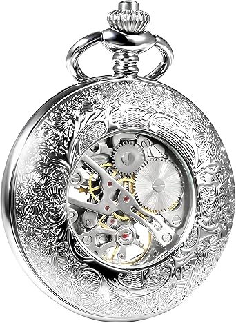 Amazon | TREEWETO 機械式 懐中時計 アンティーク ブルーダイヤル