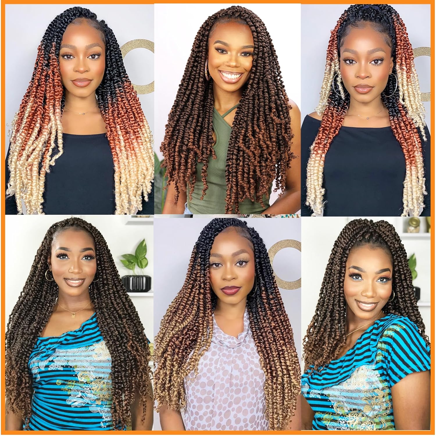 Karida Passion Twist Hair 18 Inch, 7 Packs Pre Twisted Passion Twist Crochet Hair Pre Looped, Crochet Passion Twist Curly Crochet Hair For Black Women (18 Inch, 1B/30/613#)