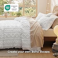 Vista 4 de Bedsure Funda de Edredón Bohemia Tamaño Full, Suave y Cómoda, Diseño Elegante Bohemio, Ropa de Cama Bohemia para Decoración, Funda de 03 - Blanco