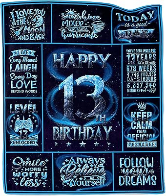 13 Year Old Boy Gift Ideas, Gifts for 13 Year Old Boy, 13th Birthday Gifts for Boys, 13 Year Old Boy Birthday Gifts, 13th Birthday Decorations for Boys, 13 Year Old Boy Gifts Throw Blanket 50