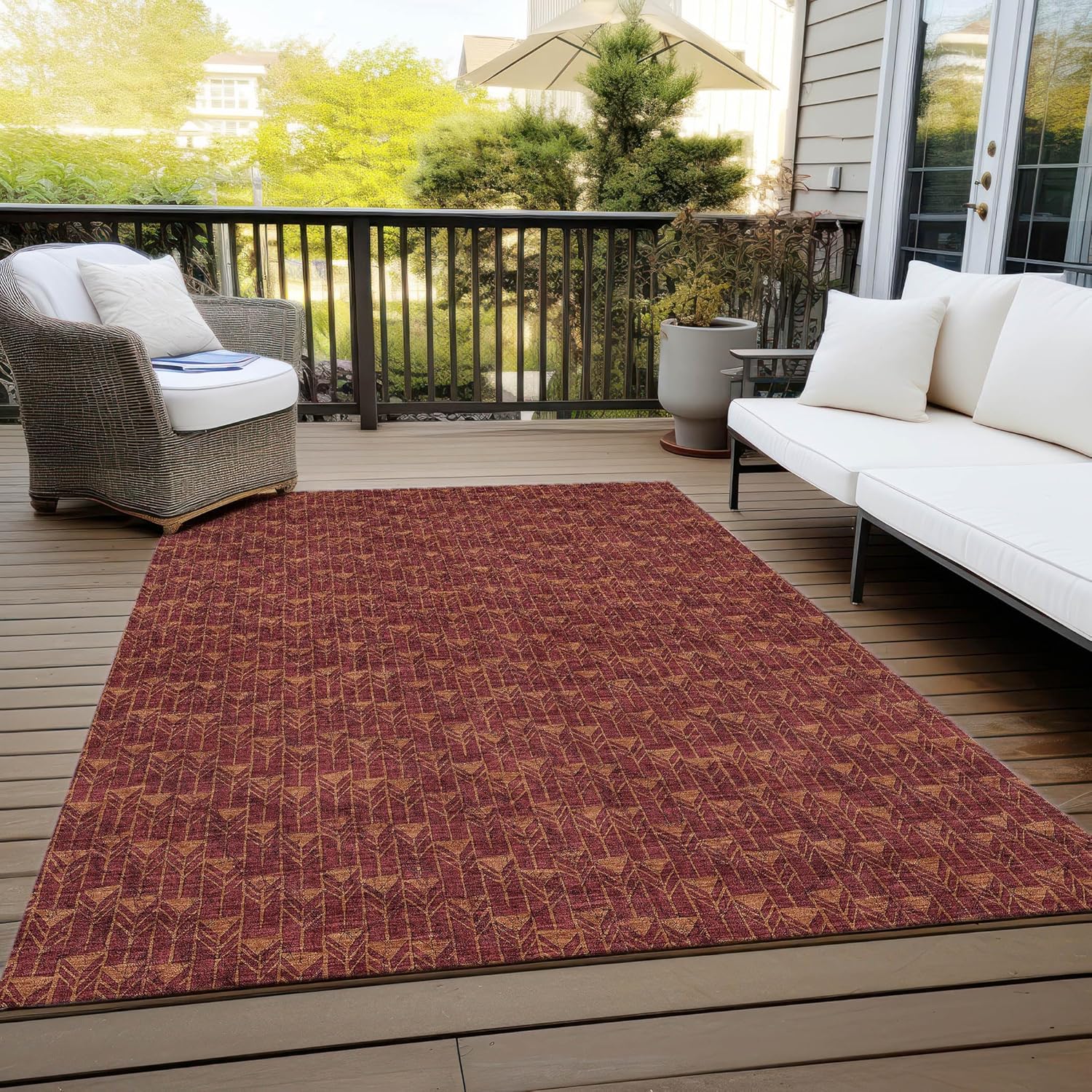 Addison Rugs Chantille ACN514 Burgundy 3' x 5 Indoor Outdoor Area Rug, Stain Resistant, Machine Washable, Non Shedding, Bedroom, Living Room, Dining Room, Kitchen Rug