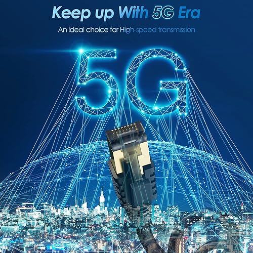 Miniatura 7 de Cable Ethernet Cat 7 de 300 pies, cable de Internet largo de alta velocidad, cable de red LAN CAT7 RJ45, cable de conexión SFTP de triple blindaje