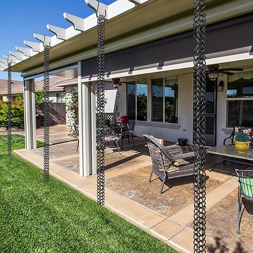 Miniatura 7 de MikaYYeaga Cadena de lluvia, 8.2 pies con recubrimiento de polvo negro, cadenas de lluvia en forma de corazón para canaletas