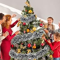 Vista 6 de Waydress Guirnalda de oropel de Navidad para colgar en Navidad, corona metálica brillante para árbol de Navidad, decoración para el hogar, Negro