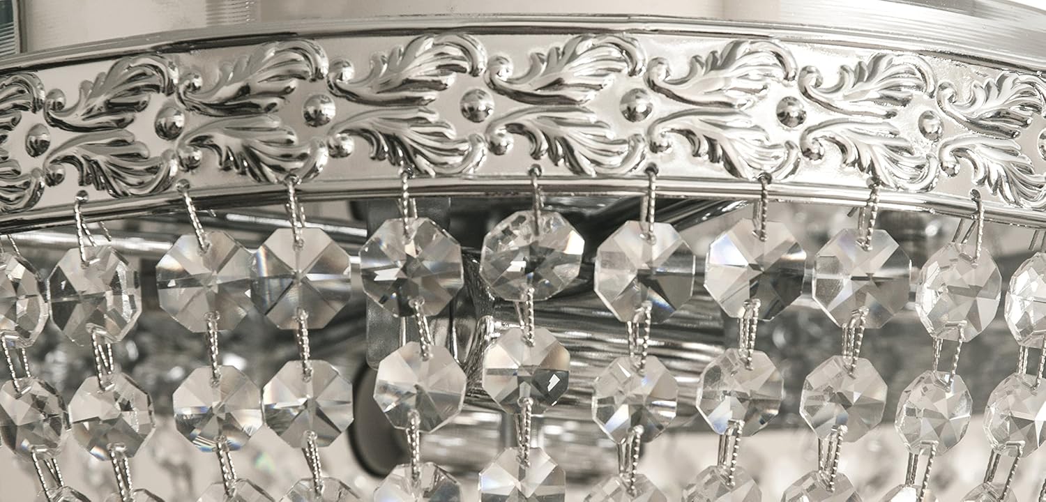 Royal Designs Flush Mount Ceiling Light, Chrome Finish, 2 Lights, Round Crystal Chandelier (FM-5001CH)