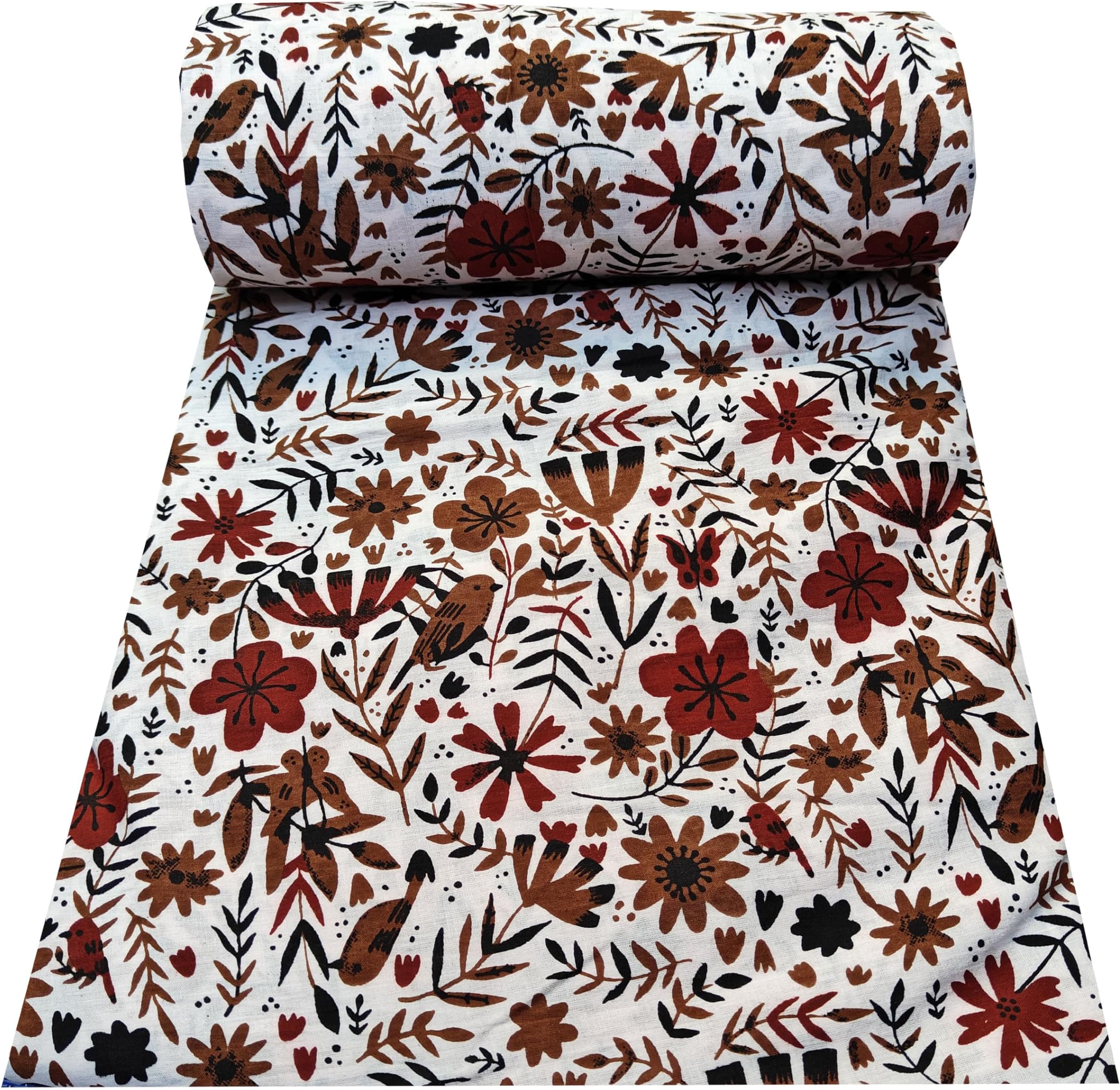 Jaipuri Handmade Floral Printed Pure Cotton Unstitched Dress Material Sanganeri Fabric for Blouse/Plazzo,Kurti/Lehenga/Saree/Piece Material for Girl/Women