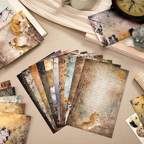 Miniatura 3 de TaoBary Juego de 160 piezas de papel de papelería, 50 papeles de papelería de doble cara con 50 sobres a juego y 60 calcomanías de puntos redondos,