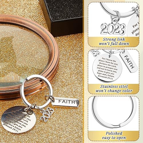 Miniatura 3 de Llavero inspirador de graduación 2023, regalos de graduación para estudiantes, llavero de clase universitaria de 2023 con cajas de regalo (para I