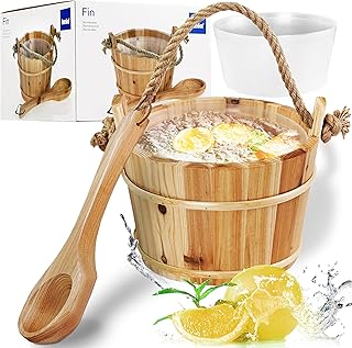 Kela Saunakübel Ø21 cm mit Holzkelle aus hochwertiger Fichte Sauna-Set incl. Kunststoffeinsatz