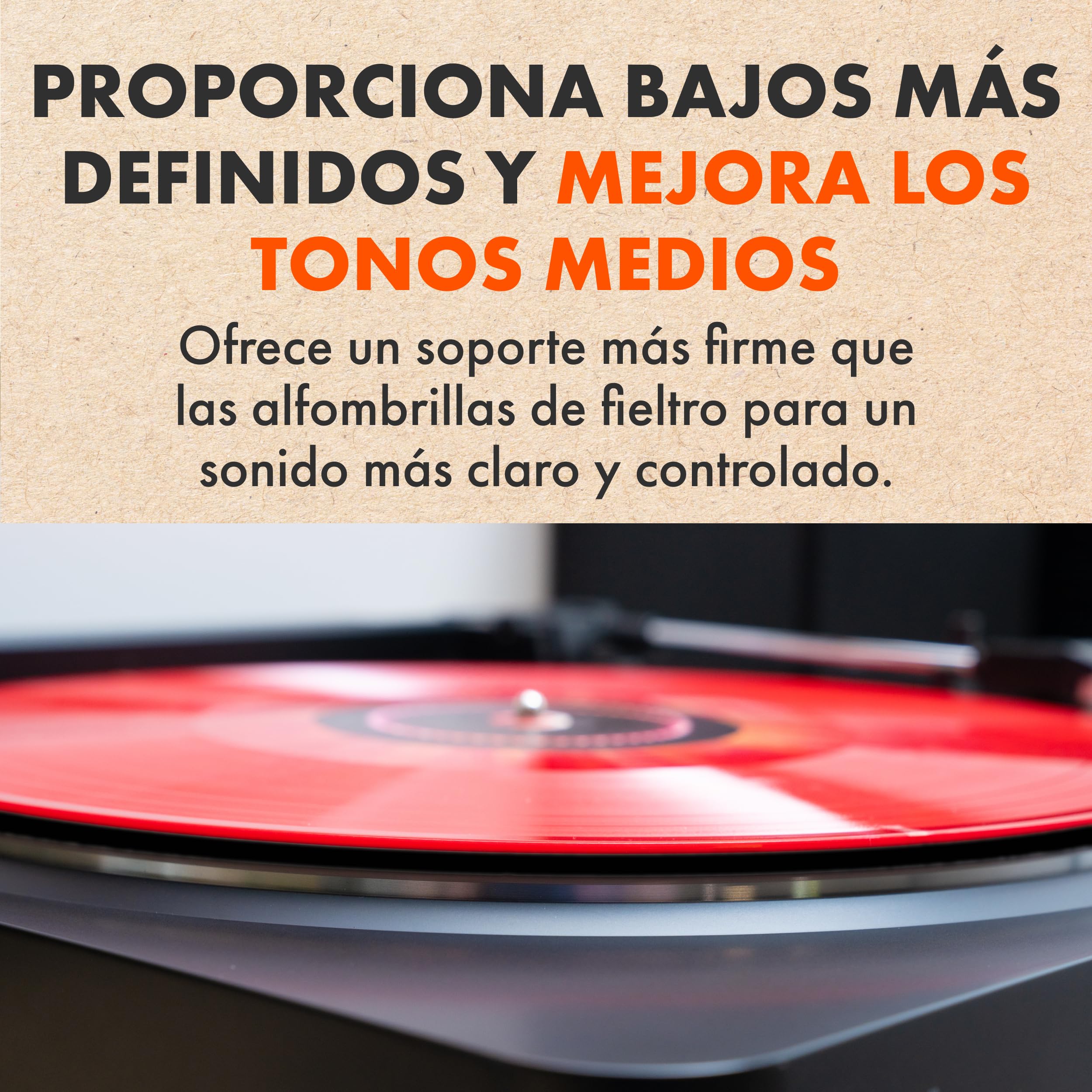 Alfombrilla acrílica negra para tocadiscos | SPINCARE Premium 4 mm Slipmat Vinilo | Esterilla de 12" | Mejora el sonido del vinilo | Alfombrilla Tocadiscos Hi-Fi