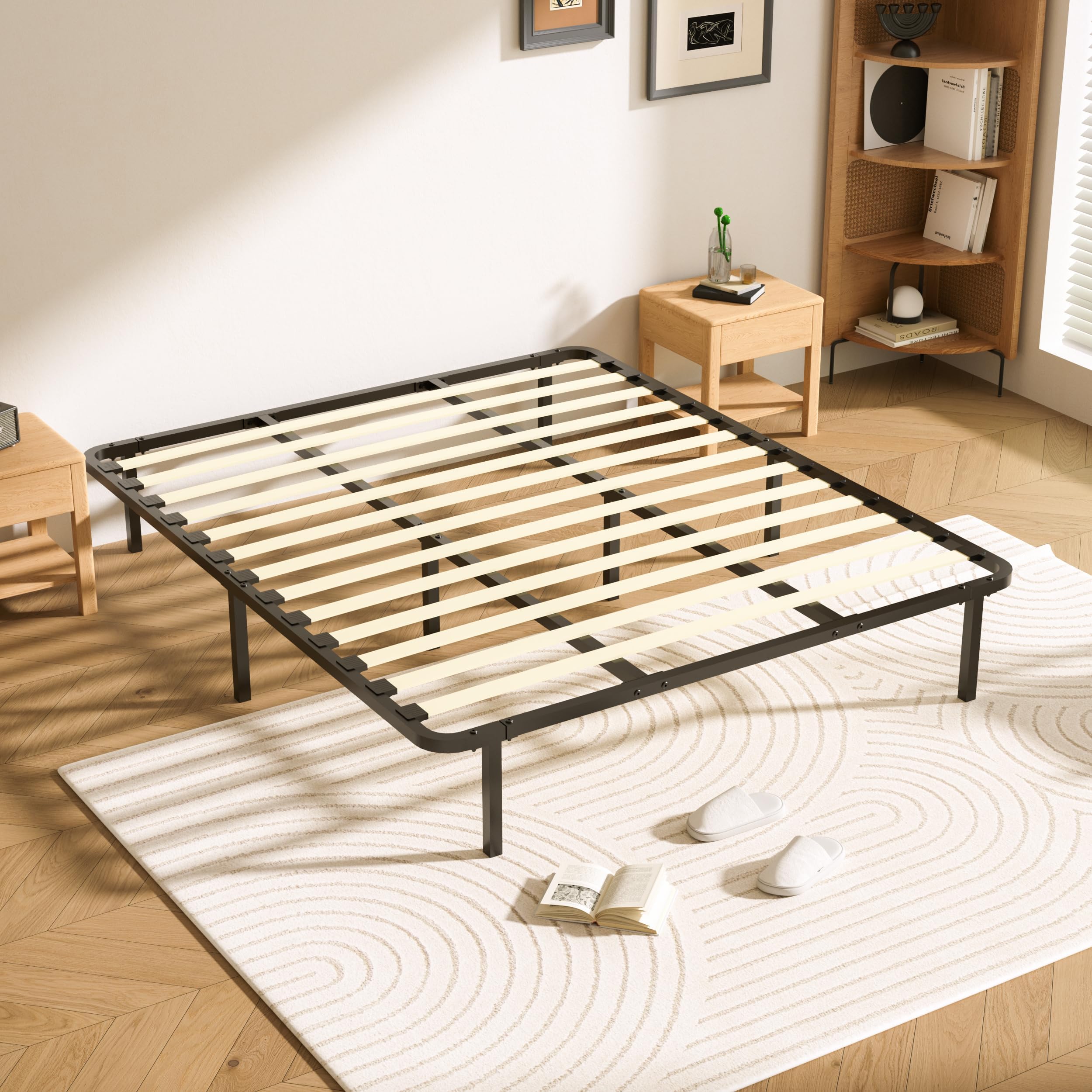 DEWINNER Rete Letto Matrimoniale 140x190cm,Altezza 35 cm,13 Doghe in legno pioppo Ortopedica, Rete singolo con 8 Piedi,Montaggio Rapido e Facile