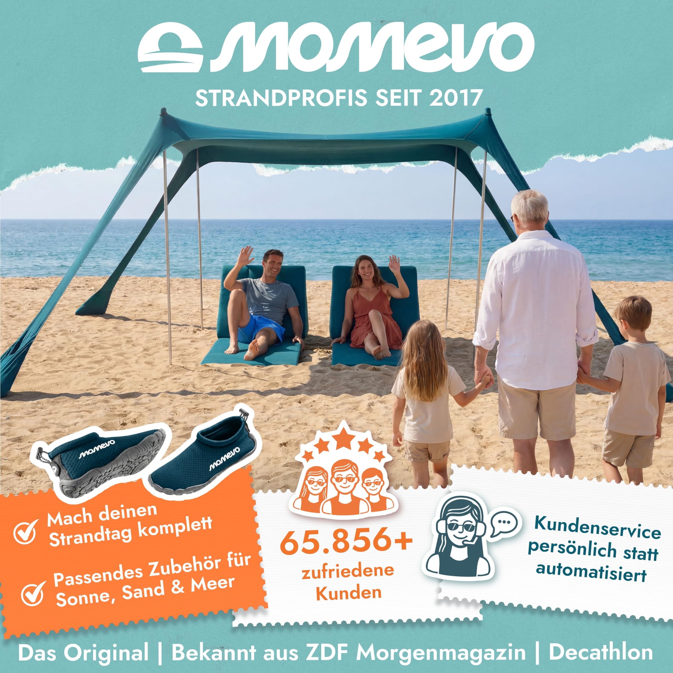 Sunsail XL Strandzelt, Sonnensegel Strand, XXL Strandmuschel | Next Level Strandmuschel, windstabil & leicht, UV-Schutz UPF 50+, einfacher Aufbau in Sekunden