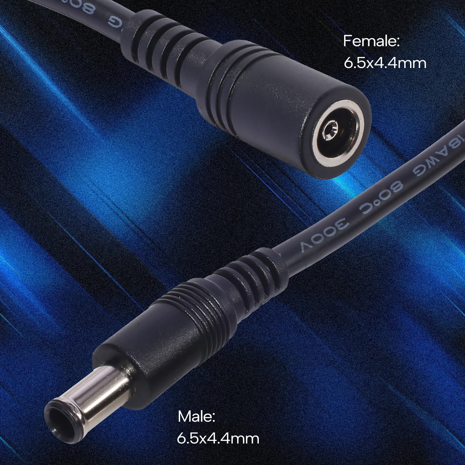 Cable de extensión macho a hembra 6044 Conector 6.5x4.4mm Cable conexión Cable para monitores de pantalla de ordenador