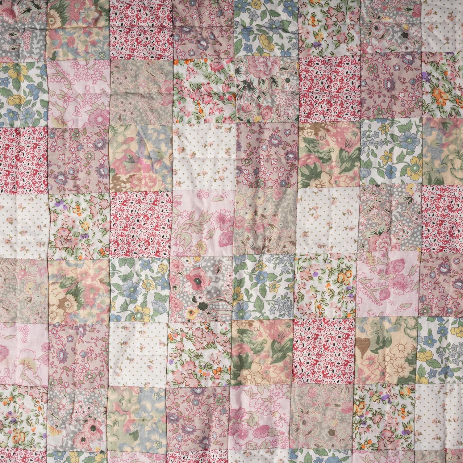 Calico Floral Hand Quilted 19 inches by 19 inches 100% Cotton Wall Hanging, Block Quilt, Table Topper Quilt, Rod Pocket Quilt