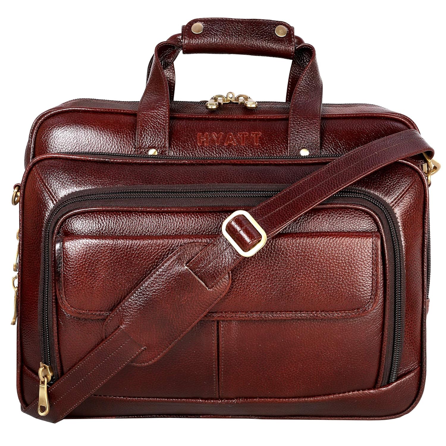 HYATT Leather Accessories 24 litres Capacity Expandable Natural Leather Laptop Briefcase Shoulder Bags for Men Office (Dimension-L-16 X H-12 X W-7 Inch) (Weight-1.2 KG / 1200 GR) 13 91qaXTFqI L. SL1500