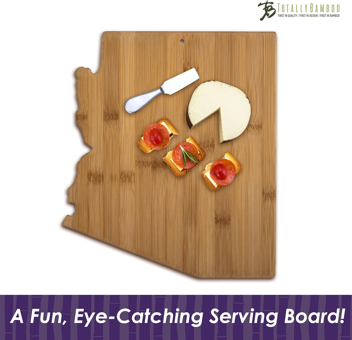 Totally Bamboo Arizona State Shaped Bamboo Serving and Cutting Board - Image 2