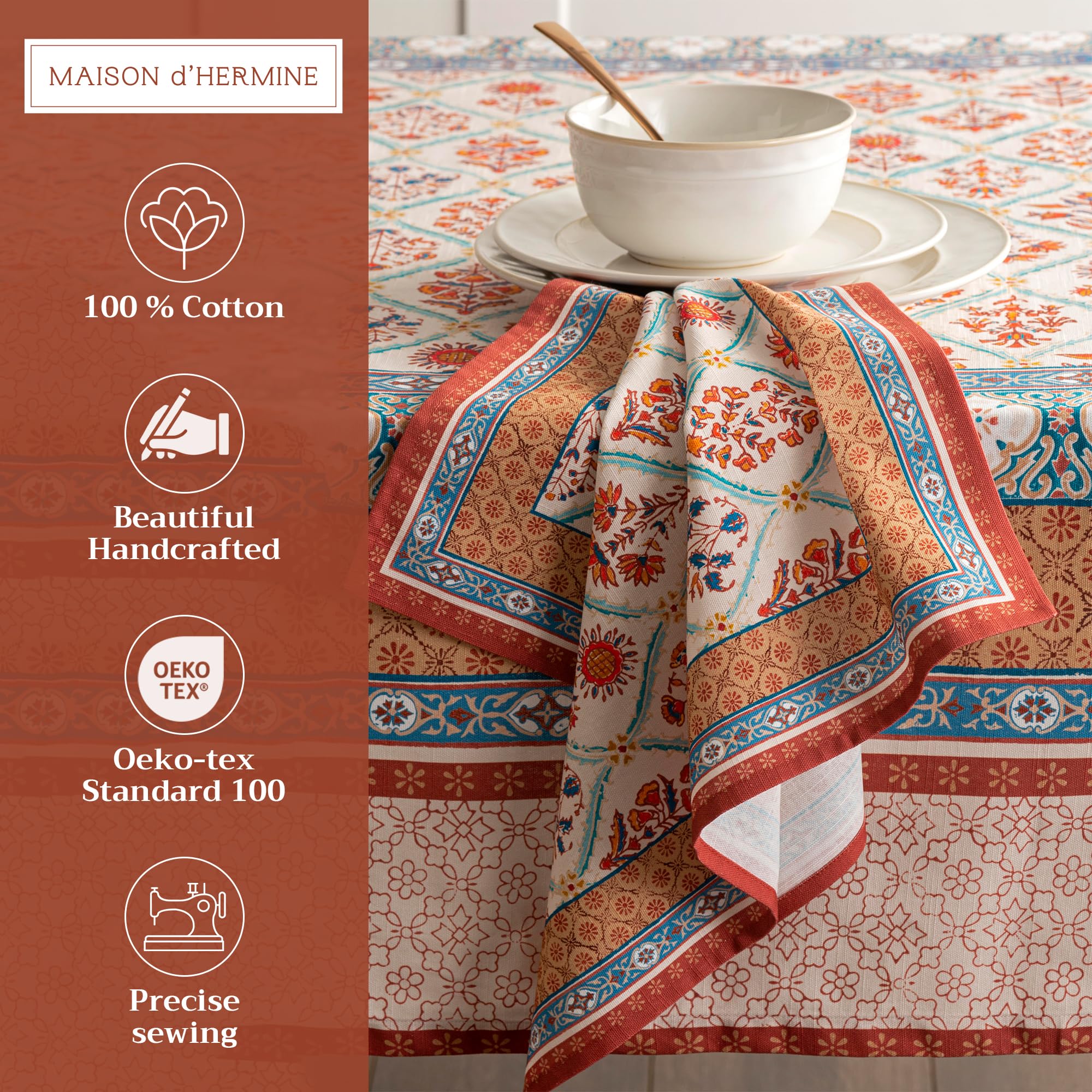 Maison d' Hermine Juego de 4 servilletas 100% algodón, suaves y cómodas, perfectas para comidas familiares, bodas, cócteles, cocina, hogar, primavera/verano, Pascua (45 cm x 45 cm)