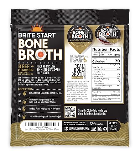 Miniatura 2 de Brite Start Caldo de hueso - Carne de res + champiñones - Porcini, Shitake, melena de león - 4 unidades - Concentrado apto para dieta cetogénica -