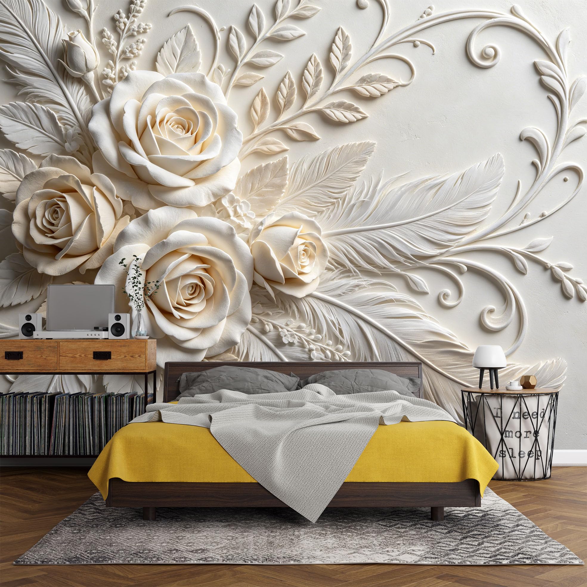 Papel Pintado Con Relieve 3D Rosa Papel Pintado Autoadhesivo Pared 250Cmx360Cm(Hxw), Mural De Pared Con Relieve 3D, Papel Adhesivo No Tejido, Impermeable Y Removible Para Dormitorio Y Sala De Estar,