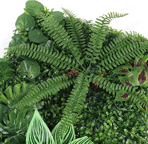 Miniatura 5 de Paneles de setos artificiales, telón de fondo de pared de vegetación, paneles de plantas de seto topiario, 12 piezas de 23.62 x 15.75 x 1.57