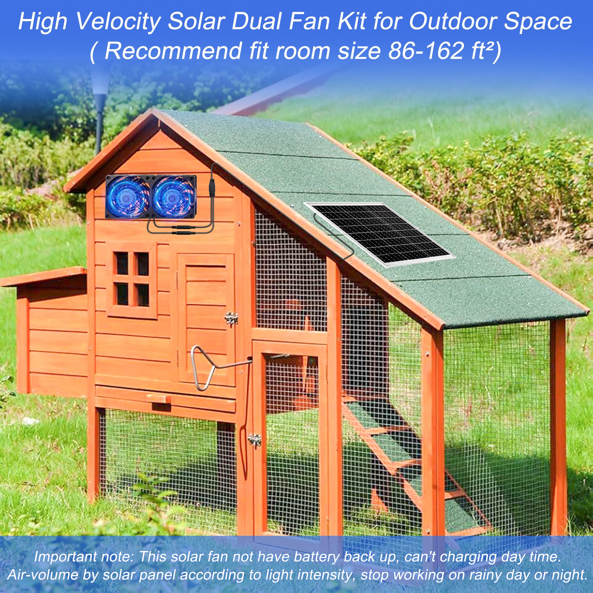 Joycabin Ventilateur solaire, kit de ventilateur de panneau solaire, double ventilateur d'échappement solaire 10 W, ventilateur d'extraction solaire portable pour petits poulaillers, serres, maisons