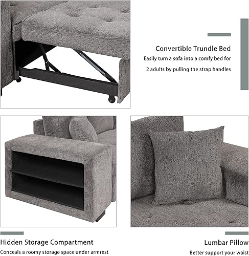 Miniatura 6 de Sofá modular reversible de 1045 pulgadas con tumbona de almacenamiento 2 estantes 2 taburetes y 2 cojines de lanzamiento esquina contemporánea de 3